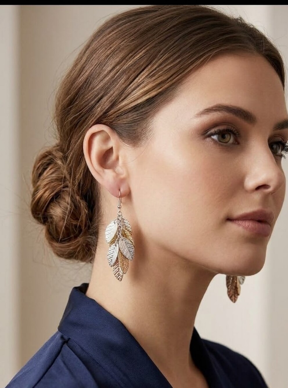 Lauren Conrad Mixed Metal Dangle Leaves Earrings NWT